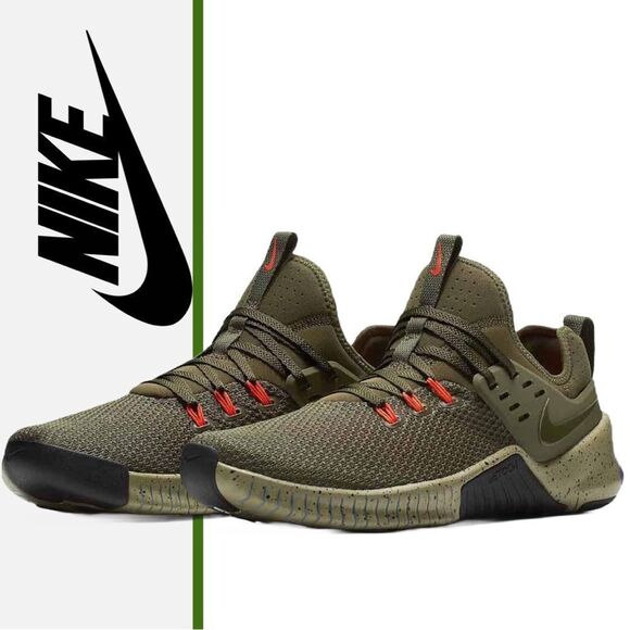 Nike Men’s 2018 Free‎ Metcon 1 Olive Green and Orange Sneakers - Size 15 - Picture 1 of 5